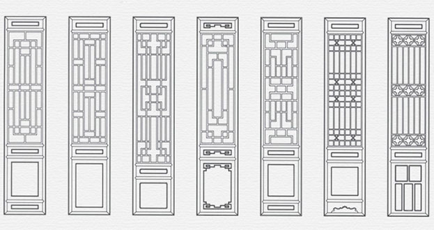 三才镇常用中式仿古花窗图案隔断设计图